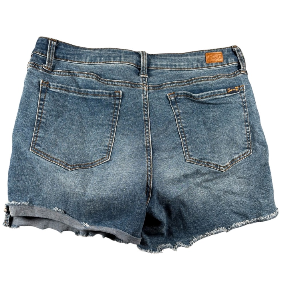 SEVEN 7 Jeans Women's Sz 14 Blue Denim Frayed Hem Weekend Shorts cutoffs Jorts - Picture 3 of 9